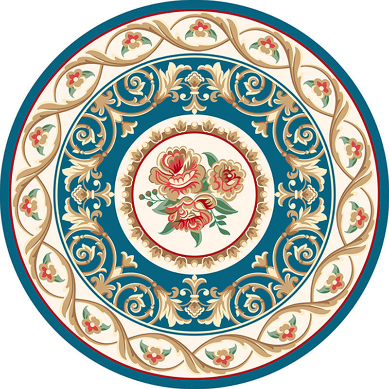 Avtoit | Shabby Chic Living Room Rug Multicolored Flower Printed Indoor Carpet Non-Slip Pet-Friendly Area Rug