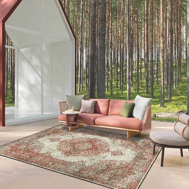 Avtoit | Shabby Chic Geometric Printed Rug Multicolored Polyester Area Rug With Non-Slip Backing Pet-Friendly Indoor Rug for The Living Room