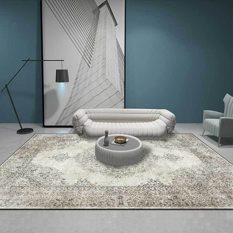 Avtoit | Shabby Chic Geometric Printed Rug Multicolored Polyester Area Rug With Non-Slip Backing Pet-Friendly Indoor Rug for The Living Room