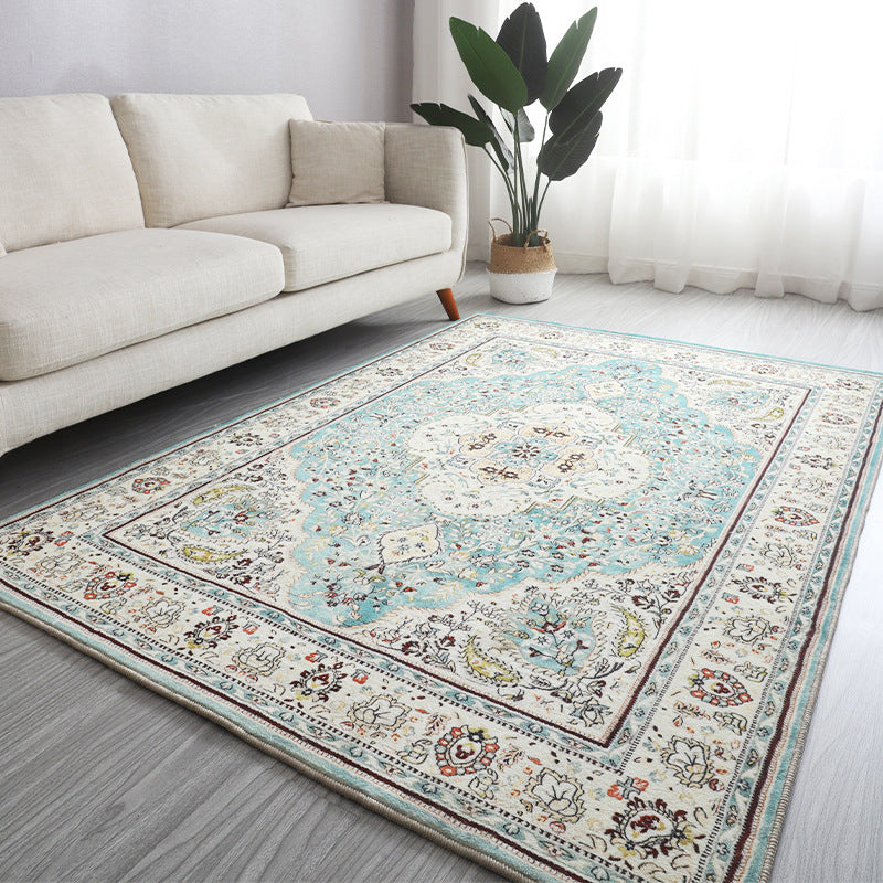 Avtoit | Antique Living Room Rug Multicolored Flower Pattern Rug Non-Slip Back Pet Friendly Easy to Care Indoor Rug