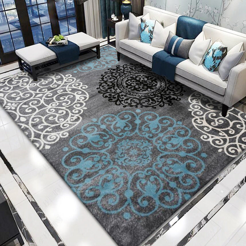 Avtoit | Retro living room rug multicolored floral pattern indoor rug polyester non-slip fringed edge rug