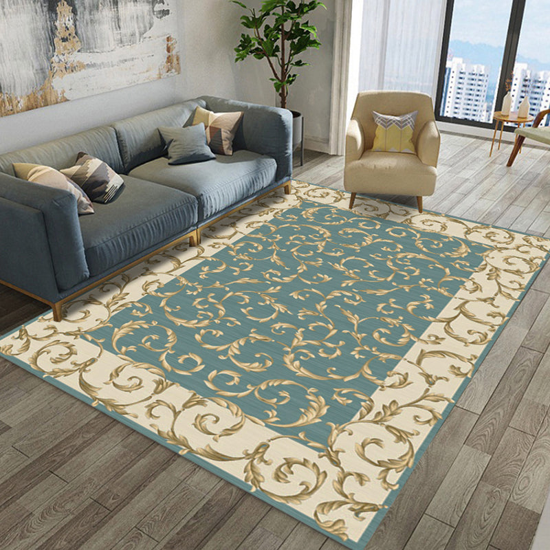 Avtoit | Shabby Chic Living Room Rug Multicolor Floral Pattern Indoor Rug Cotton Blend Non-Slip Back Pet-Friendly Area Rug