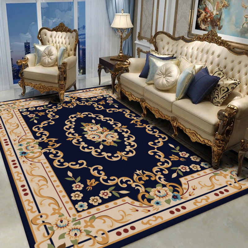 Avtoit | Shabby Chic Living Room Rug Multicolor Floral Pattern Indoor Rug Cotton Blend Non-Slip Back Pet-Friendly Area Rug