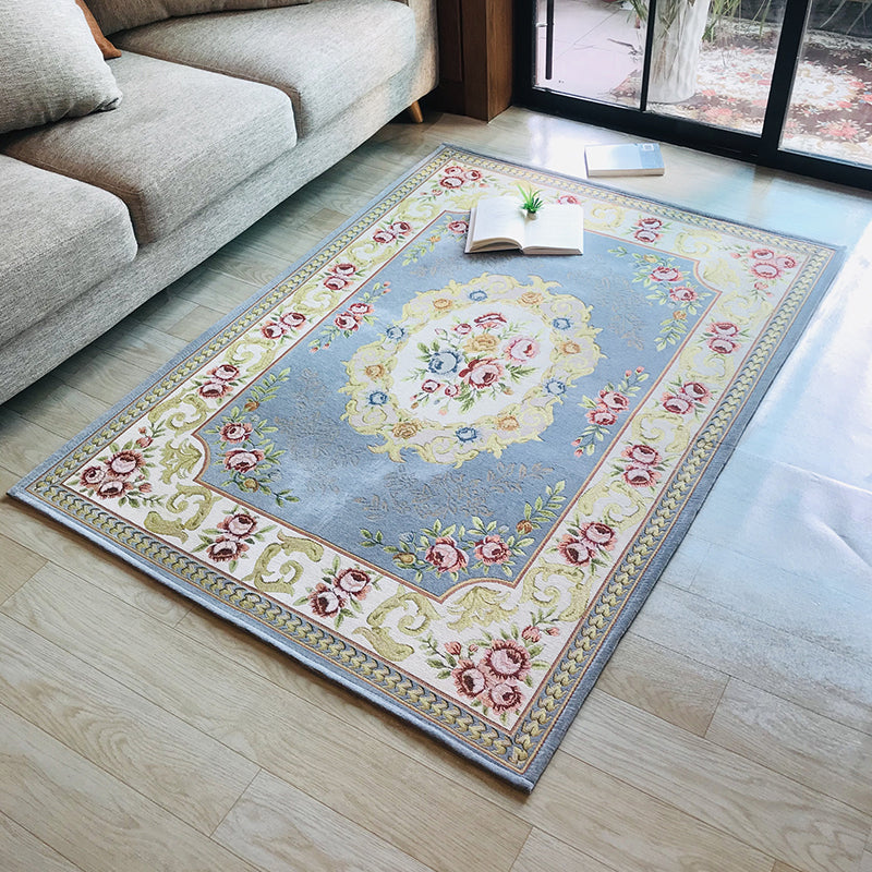 Avtoit | Antique Living Room Rug Multicolor Flower Printed Area Rug Polyester Non-Slip Back Easy Care Indoor Rug