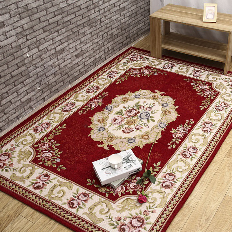 Avtoit | Antique Living Room Rug Multicolor Flower Printed Area Rug Polyester Non-Slip Back Easy Care Indoor Rug