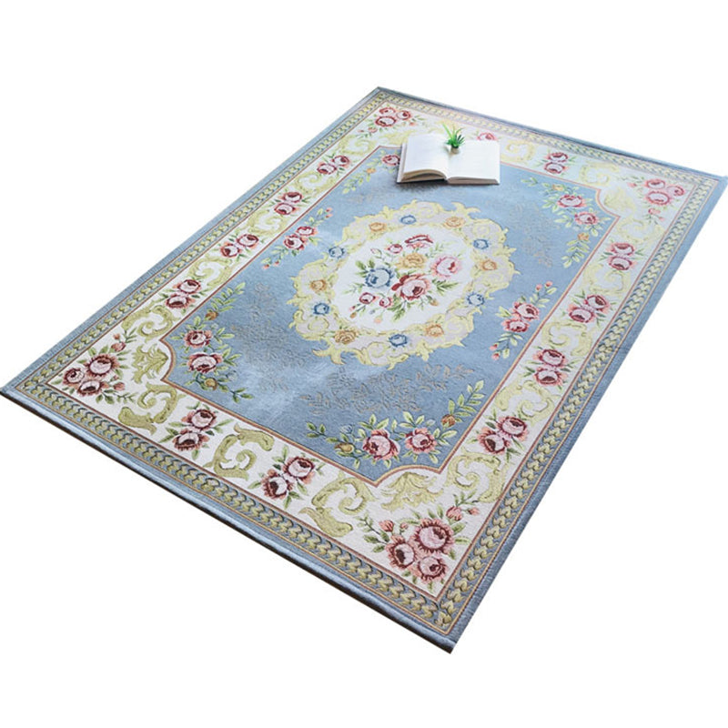 Avtoit | Antique Living Room Rug Multicolor Flower Printed Area Rug Polyester Non-Slip Back Easy Care Indoor Rug