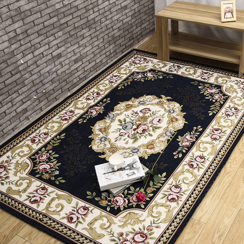 Avtoit | Antique Living Room Rug Multicolor Flower Printed Area Rug Polyester Non-Slip Back Easy Care Indoor Rug