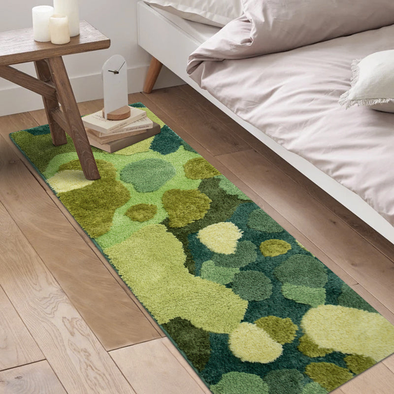 Avtoit | Green Funky Carpet Polypropylene Plant Pattern Indoor Carpet Non-Slip Back Stain Resistant Area Rug for Bedroom