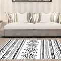 Avtoit | Diamond geometric southwest rug for bedroom synthetic pet-friendly area rug in black and white