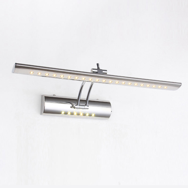 Avtoit | Nickel Finish Linear Wall Lamp Contemporary 16"/21.5" Width LED Metallic Makeup Lighting in White/Warm Light