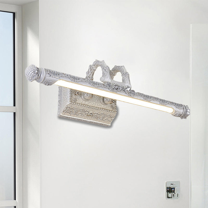 Avtoit | Vintage LED Wall Light with Metal Shade White Etched Tube Vanity Wall Light for Bathroom, 20.5"/23.5" Width