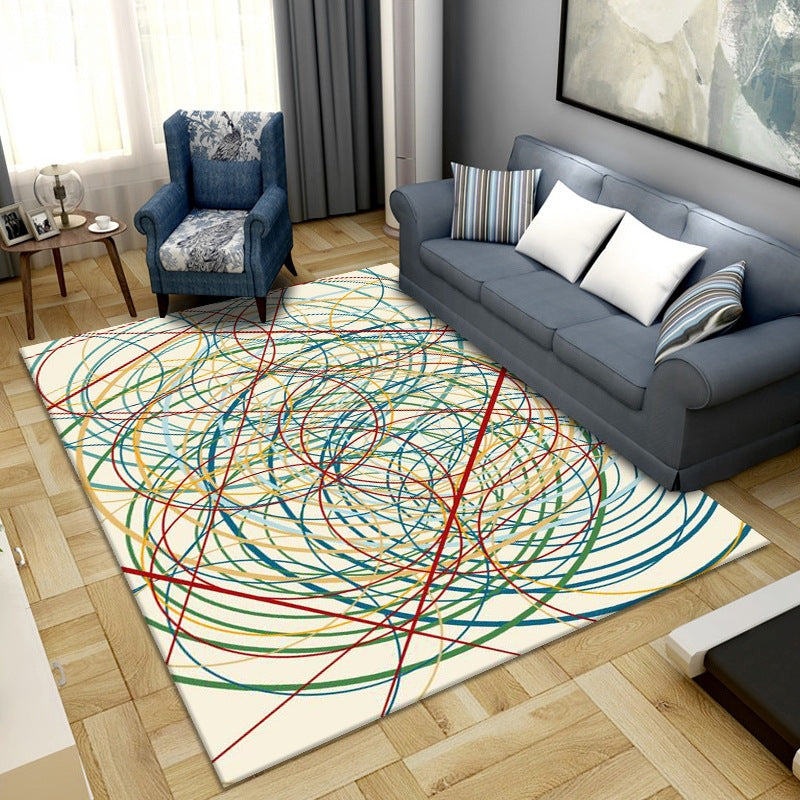 Avtoit | Simplicity Abstract Printed Rug Multicolor Polyester Area Rug Non-slip Back Pet-friendly Indoor Rug for the Living Room