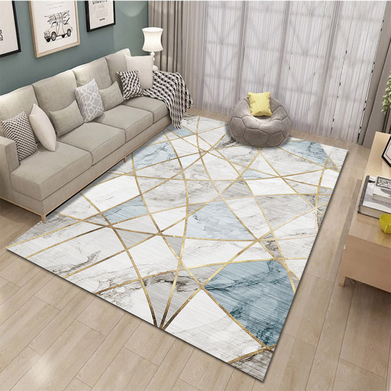 Avtoit | Relaxing Living Room Carpet Multi Color Geometric Pattern Area Rug Polypropylene Non-Slip Back Washable Area Rug