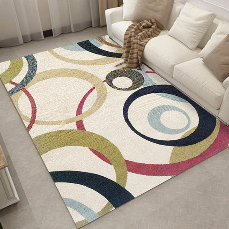 Avtoit | Relaxing Living Room Carpet Multi Color Geometric Pattern Area Rug Polypropylene Non-Slip Back Washable Area Rug