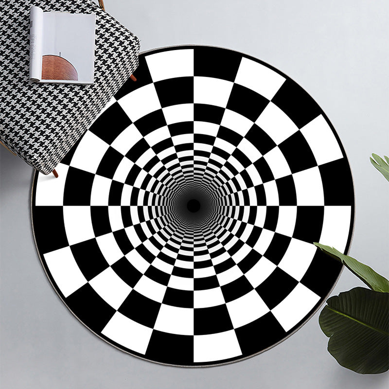 Avtoit | Simple 3D Geo Print Rug Multicolor Polyester Area Rug Non-Slip Backing Machine Washable Indoor Rug for Space