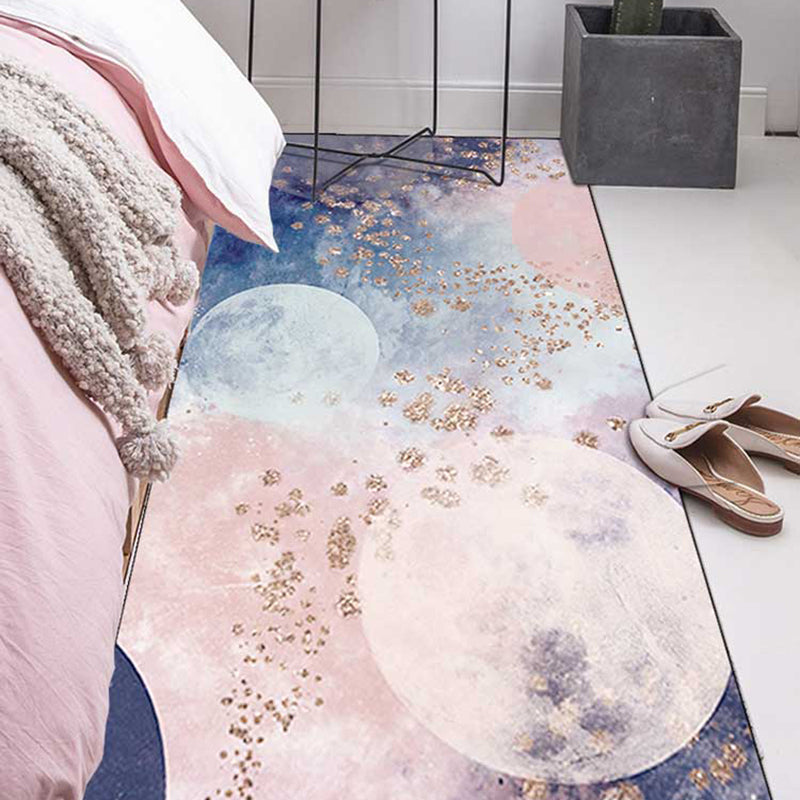 Avtoit | Minimalist Stars Sky Printed Rug Multicolor Polyester Area Rug Non-Slip Backing Pet-Friendly Area Rug for Bedroom