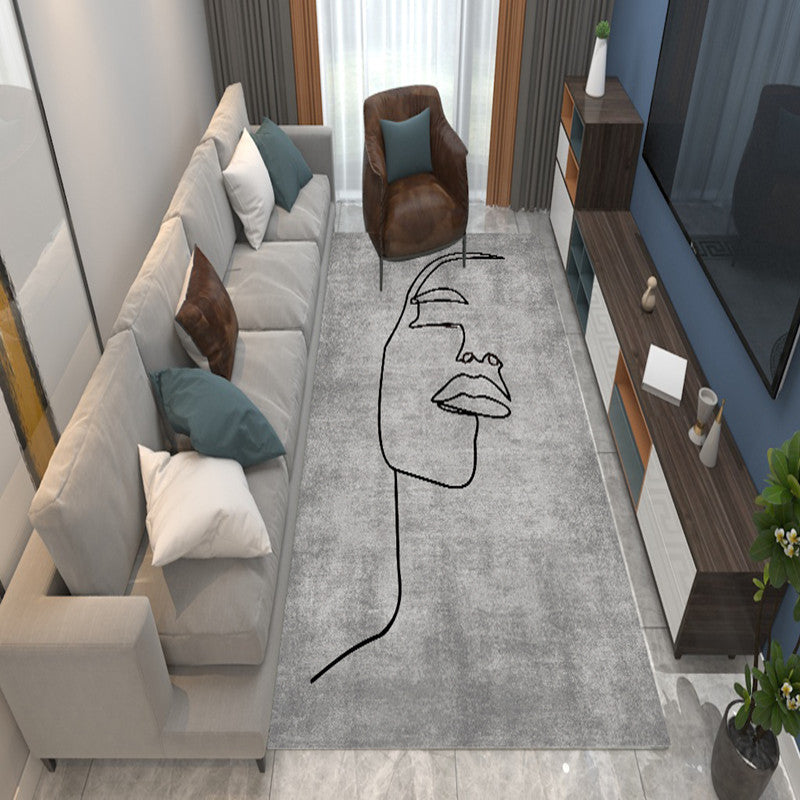 Avtoit | Multicolored Living Room Rug Comfort Hand-printed Rug Polyester Pet-friendly easy-care Rug