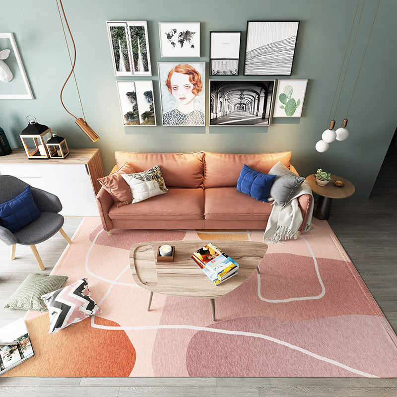 Avtoit | Multicolored Hand-Printed Rug Polypropylene Relaxation Area Rug Non-Slip Back Washable Indoor Rug for the Living Room