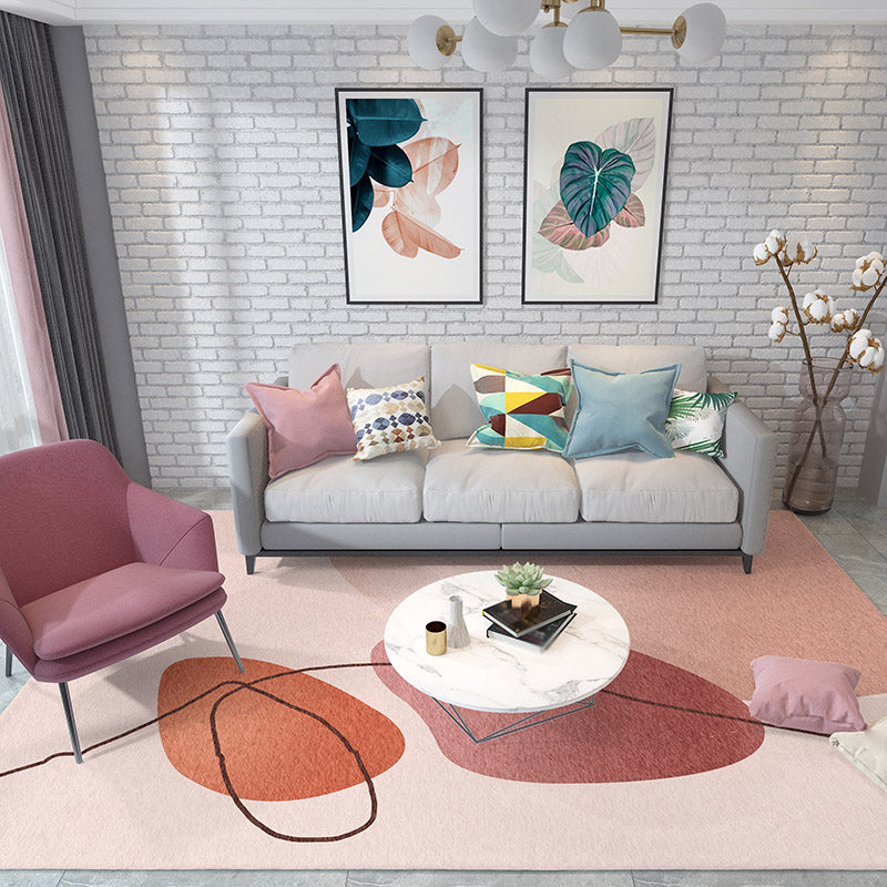 Avtoit | Multicolored Hand-Printed Rug Polypropylene Relaxation Area Rug Non-Slip Back Washable Indoor Rug for the Living Room
