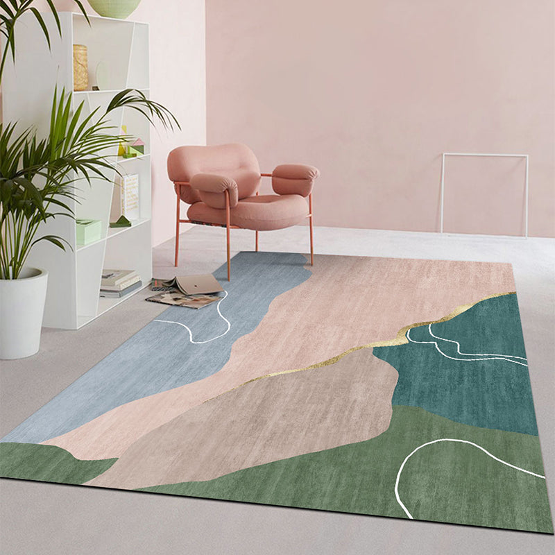 Avtoit | Multi Color Simple Rug Polypropylene Color Block Area Rug Non-Slip Backing Stain Resistant Indoor Mat for Room