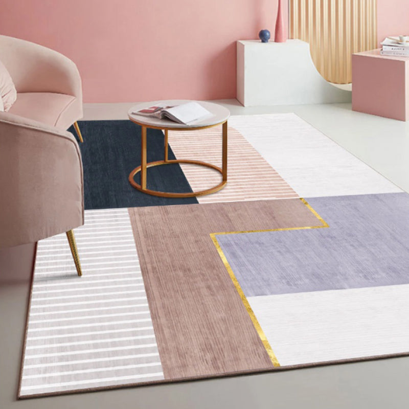 Avtoit | Multi Color Simple Rug Polypropylene Color Block Area Rug Non-Slip Backing Stain Resistant Indoor Mat for Room