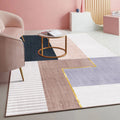 Avtoit | Multi Color Simple Rug Polypropylene Color Block Area Rug Non-Slip Backing Stain Resistant Indoor Mat for Room