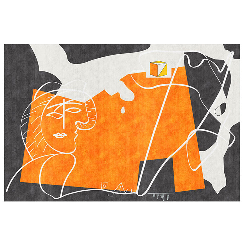 Avtoit | Orange decorative carpet Scandinavian hand-printed report carpet Polyester non-slip backing easy-care living room carpet