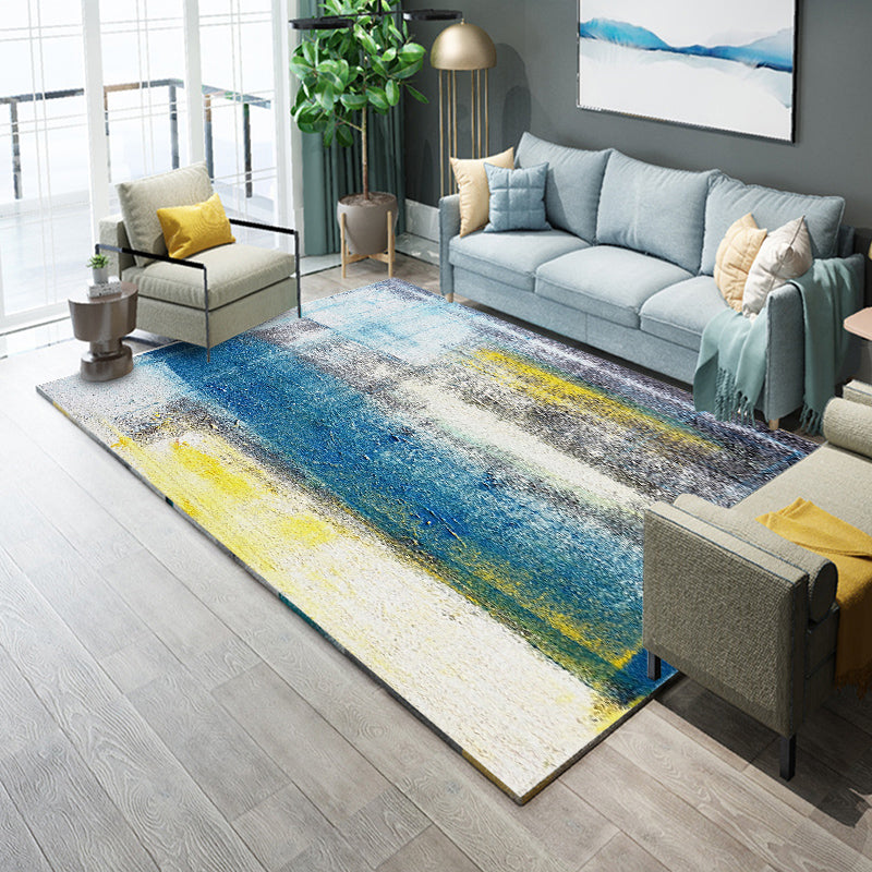 Avtoit | Industrial Living Room Rug Multicolor Abstract Printed Indoor Rug Synthetic Non-Slip Backing Easy Care Area Rug