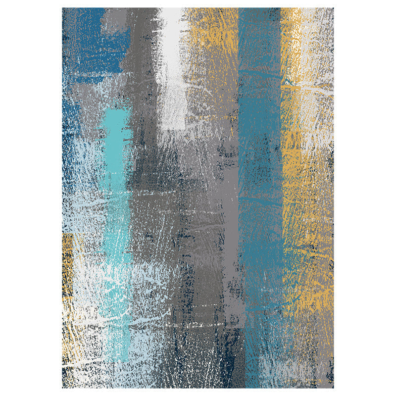 Avtoit | Industrial Living Room Rug Multicolor Abstract Printed Indoor Rug Synthetic Non-Slip Backing Easy Care Area Rug