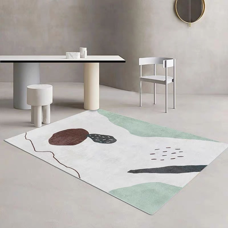 Avtoit | Scandinavian abstract printed rug multicolored synthetic indoor rug pet-friendly easy-care washable rug for room