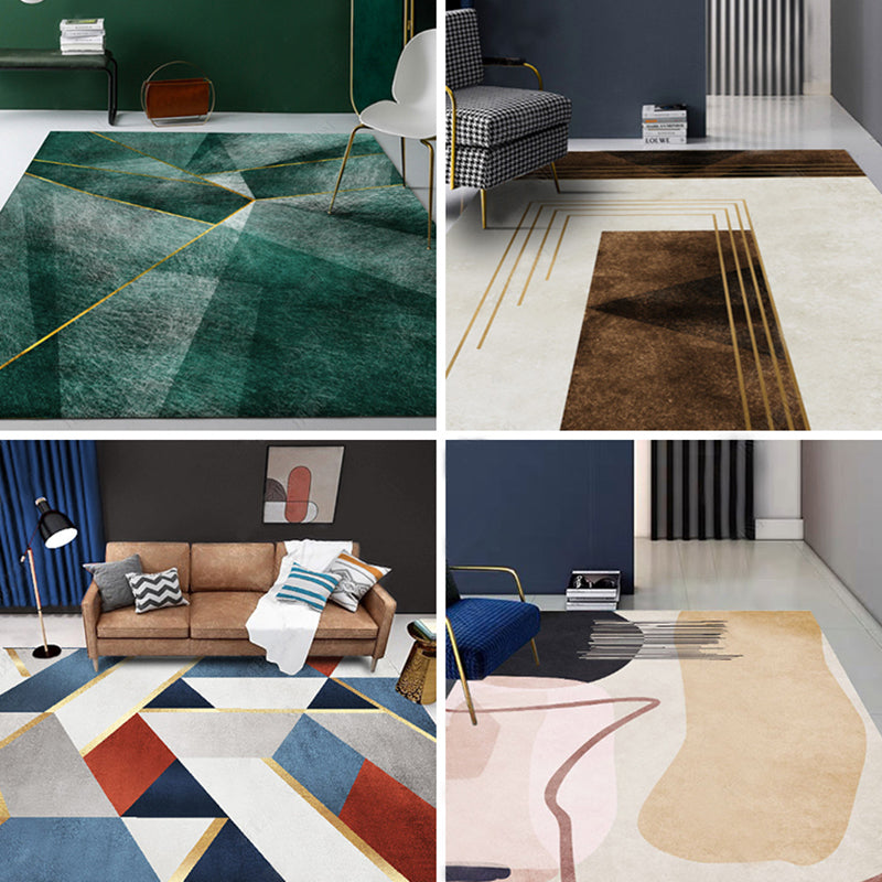 Avtoit | New Geometric Printed Carpet Multicolored Synthetic Area Rug Non-Slip Back Stain-Resistant Indoor Rug for Living Room