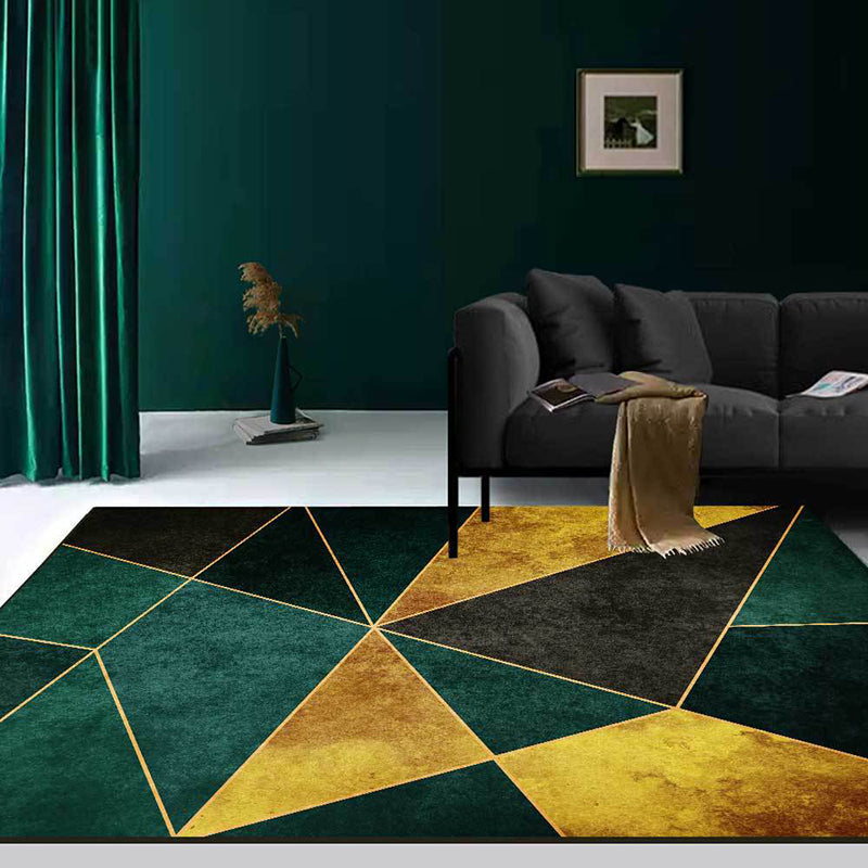 Avtoit | Calming geometric printed rug Multicolored polyester indoor rug Easy care pet-friendly area rug for living room
