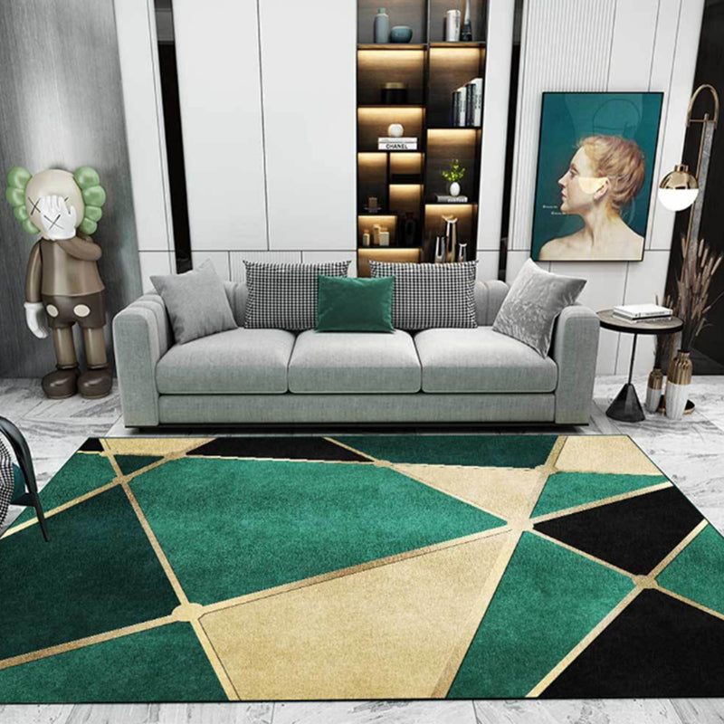 Avtoit | Calming geometric printed rug Multicolored polyester indoor rug Easy care pet-friendly area rug for living room