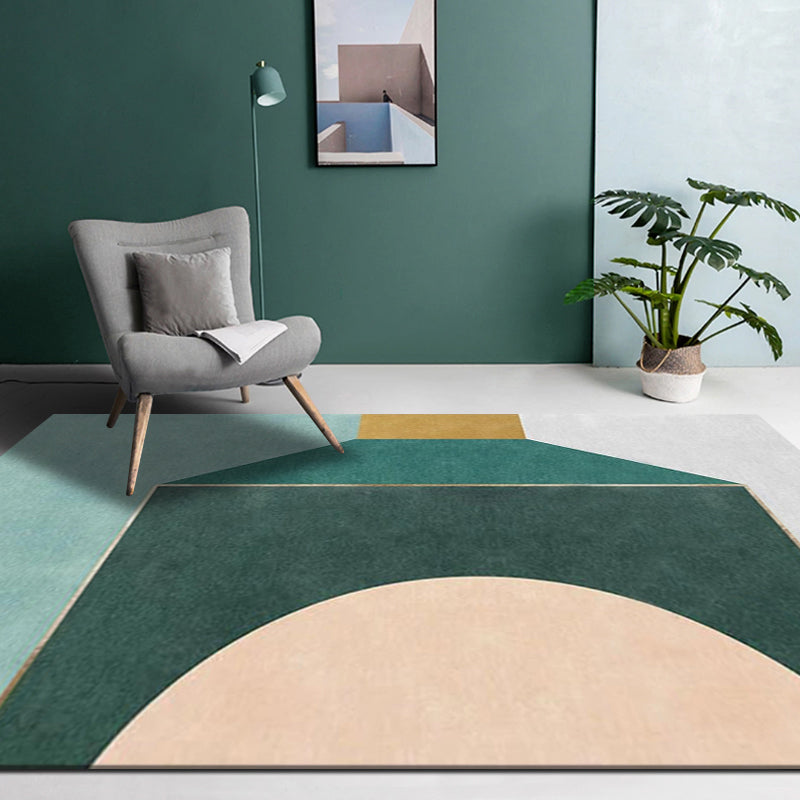 Avtoit | Multi Color Calming Area Rug Cotton Blend Geometric Printed Area Carpet Non-Slip Back Easy Care Indoor Rug for Living Room