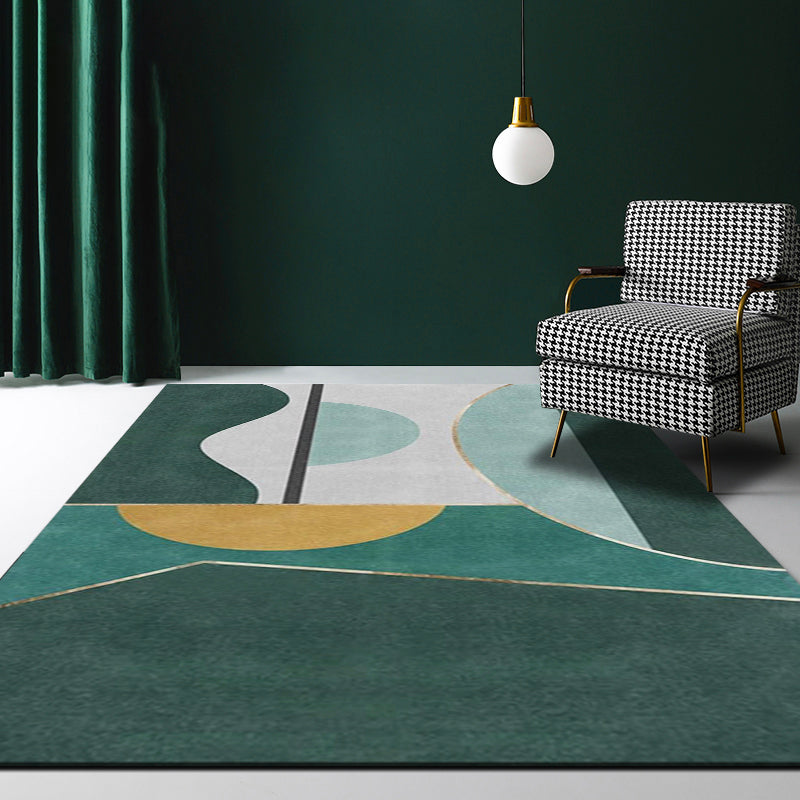 Avtoit | Multi Color Calming Area Rug Cotton Blend Geometric Printed Area Carpet Non-Slip Back Easy Care Indoor Rug for Living Room