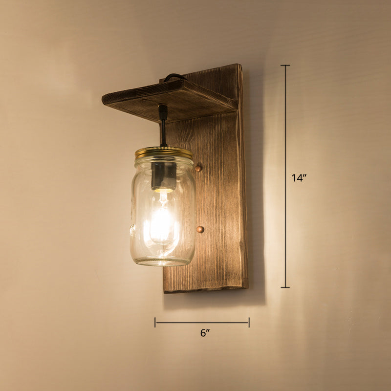 Avtoit | Wooden Brown Wall Lamp Geometrically Designed Country Style Wall Sconce for Hallway