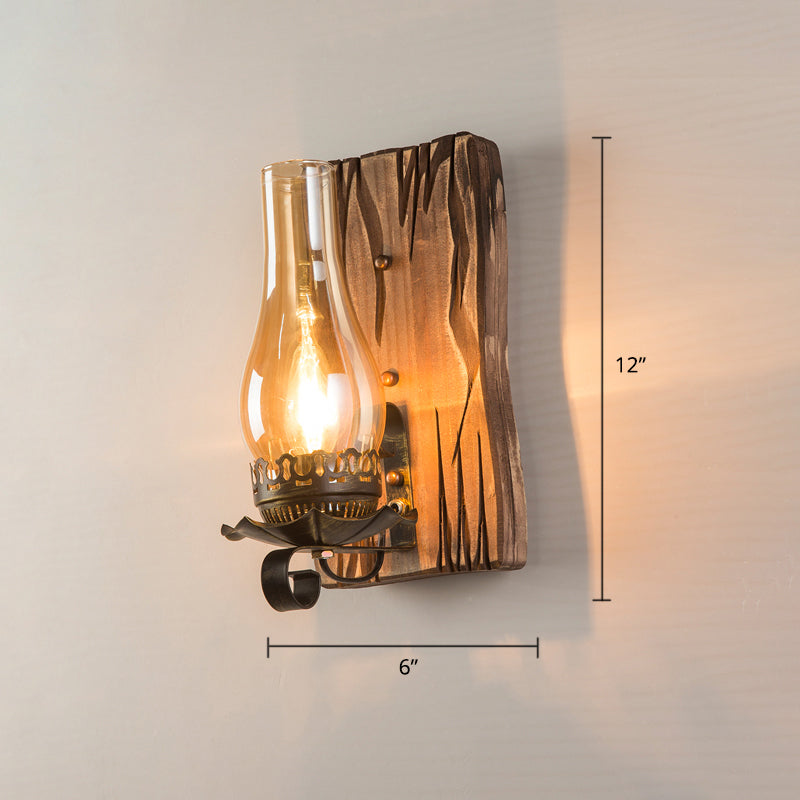 Avtoit | Wooden Brown Wall Lamp Geometrically Designed Country Style Wall Sconce for Hallway
