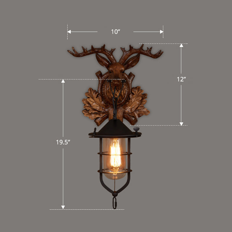 Avtoit | Wooden Brown Wall Lamp Geometrically Designed Country Style Wall Sconce for Hallway