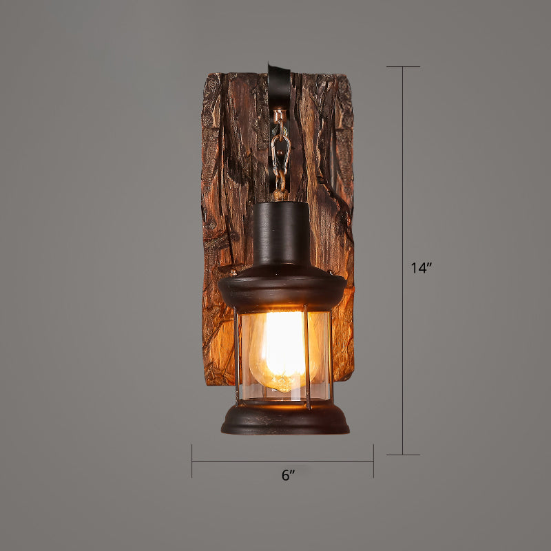 Avtoit | Wooden Brown Wall Lamp Geometrically Designed Country Style Wall Sconce for Hallway