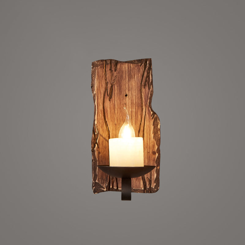 Avtoit | Wooden Brown Wall Lamp Geometrically Designed Country Style Wall Sconce for Hallway