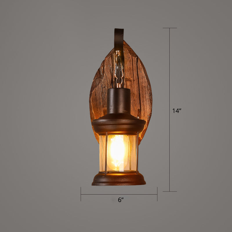 Avtoit | Wooden Brown Wall Lamp Geometrically Designed Country Style Wall Sconce for Hallway