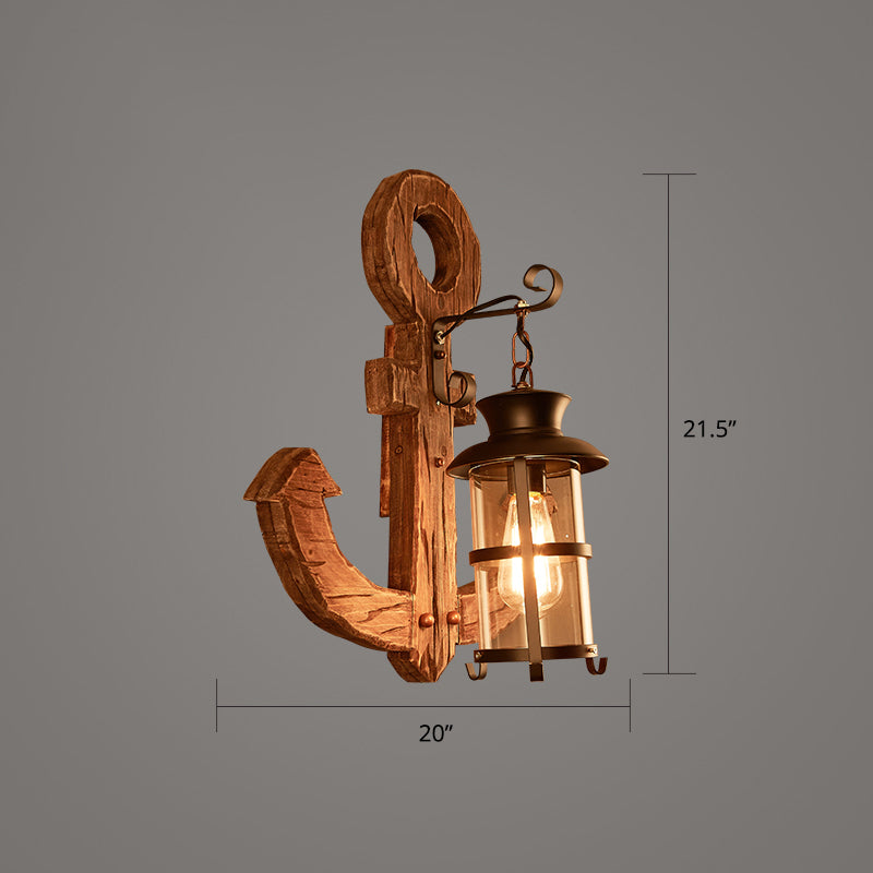 Avtoit | Wooden Brown Wall Lamp Geometrically Designed Country Style Wall Sconce for Hallway
