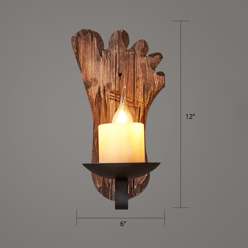 Avtoit | Wooden Brown Wall Lamp Geometrically Designed Country Style Wall Sconce for Hallway
