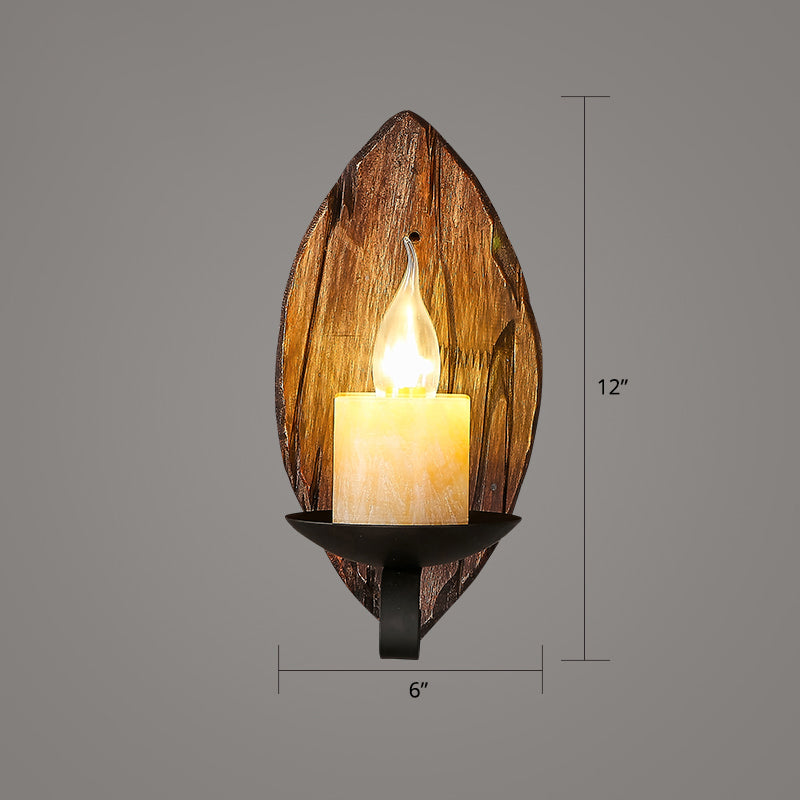 Avtoit | Wooden Brown Wall Lamp Geometrically Designed Country Style Wall Sconce for Hallway