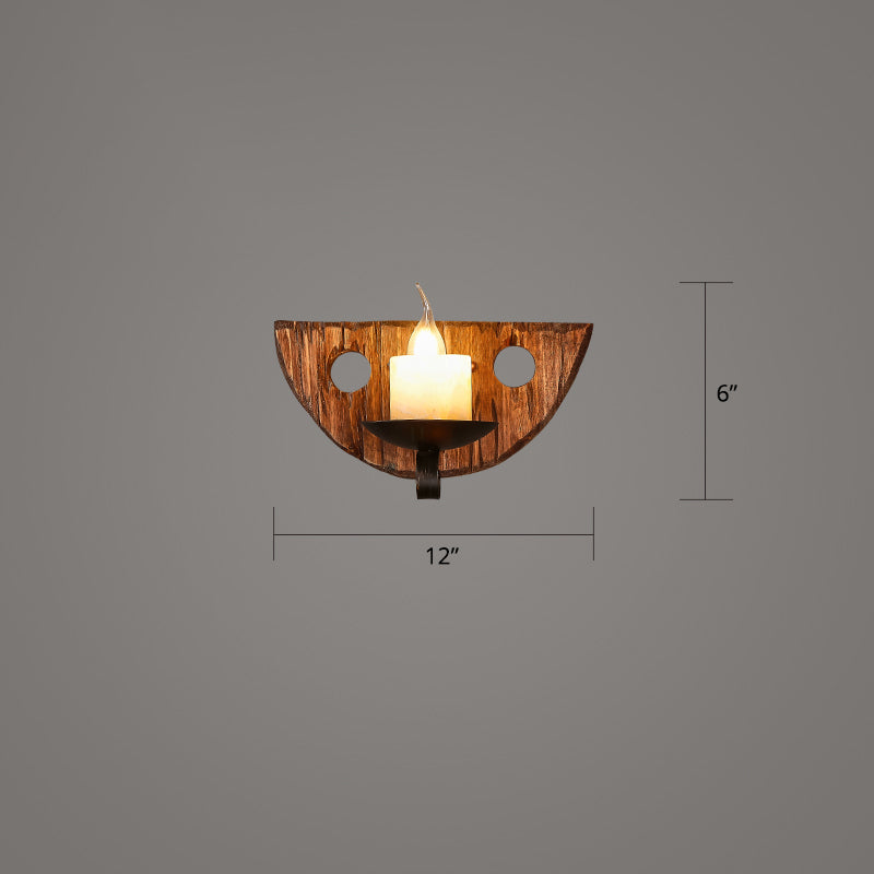 Avtoit | Wooden Brown Wall Lamp Geometrically Designed Country Style Wall Sconce for Hallway