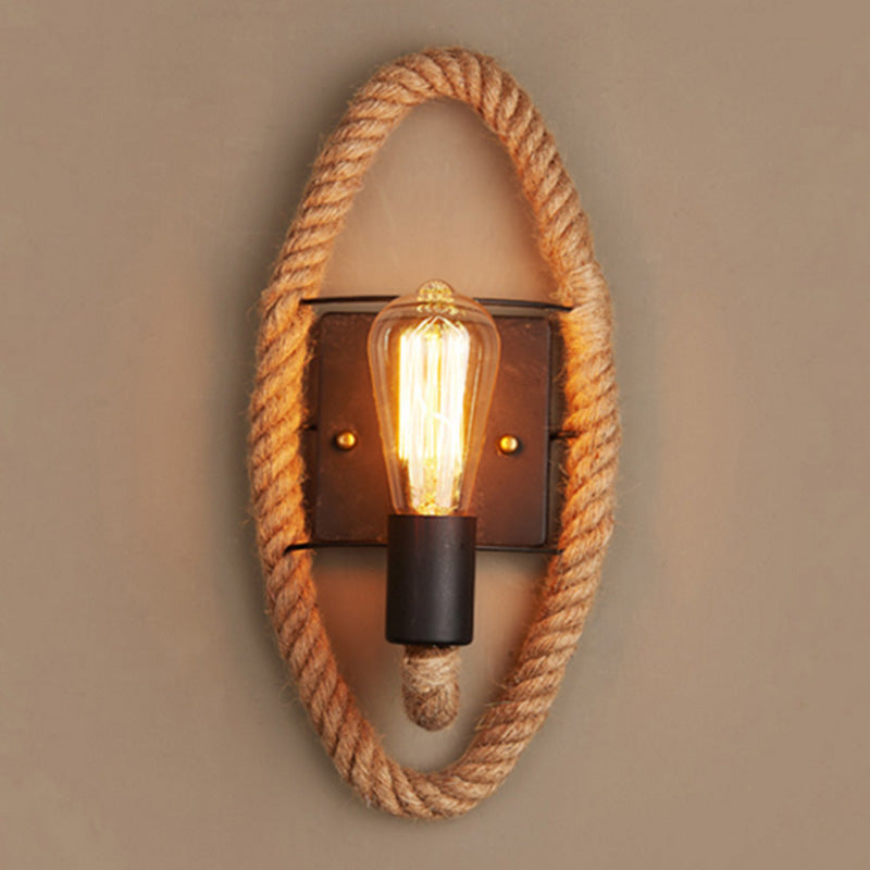 Avtoit | Running Shape Rope Wall Lamp Rustic 1-Head Hallway Wall Lamp with Track Light Design in Wood