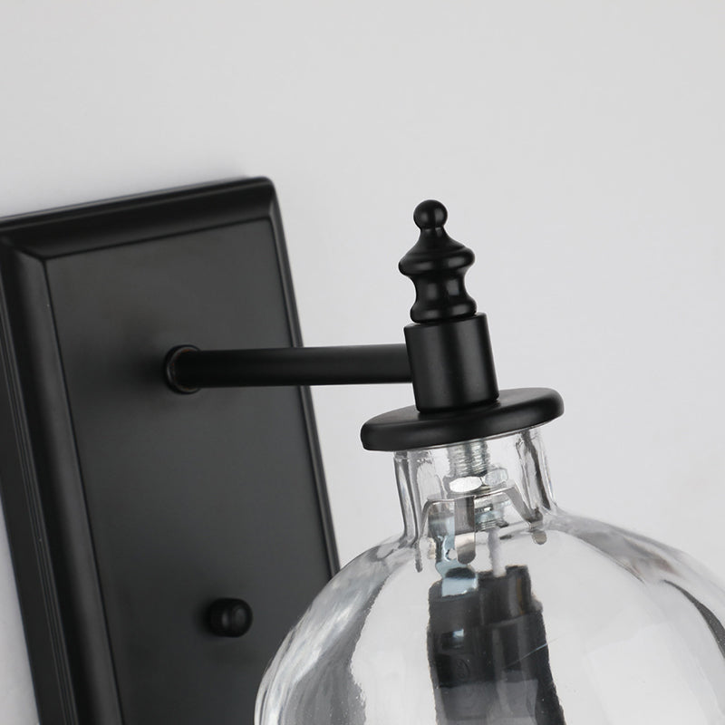 Avtoit | Clear Glass Skull Wall Light Art Deco 1 Head Black Wall Lamp for Bedroom