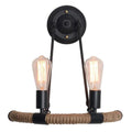 Avtoit | 2-Head Bow Wall Light Industrial Design Black Hemp Rope Wall Lighting Fixture for Restaurant