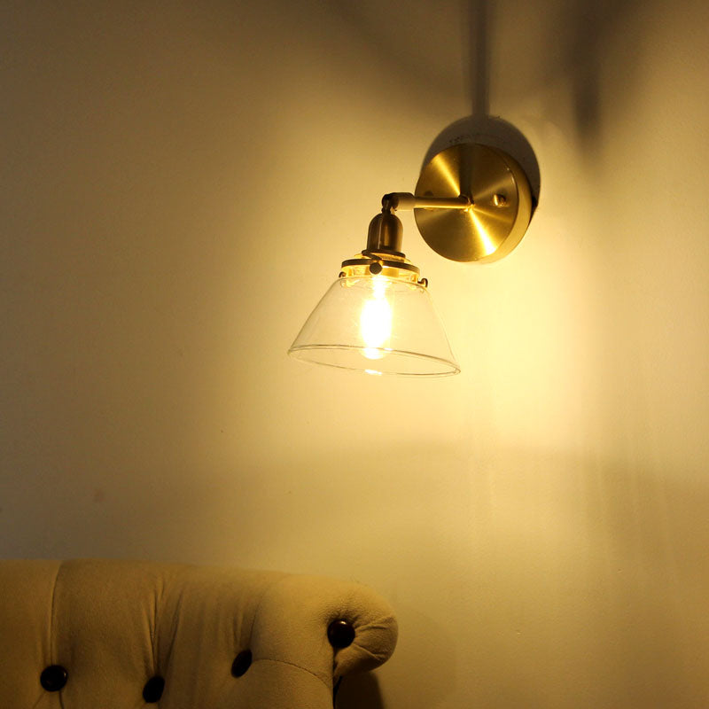 Avtoit | Minimalist Rejuvenation Rotating Wall Lighting Single Lamps Glass Wall Lamp in Brass for Living Room