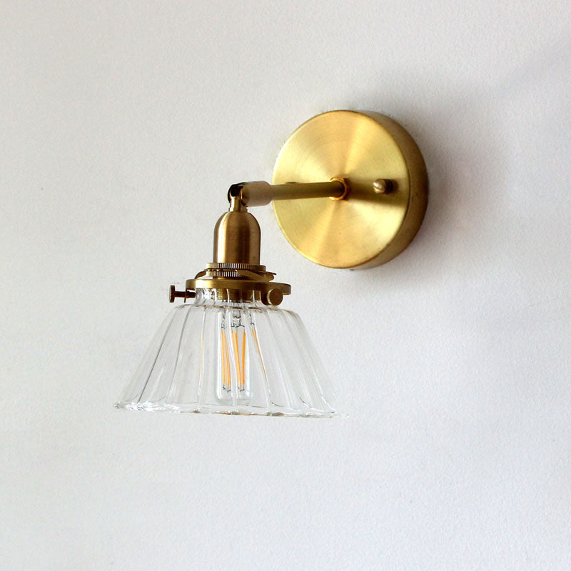 Avtoit | Minimalist Rejuvenation Rotating Wall Lighting Single Lamps Glass Wall Lamp in Brass for Living Room